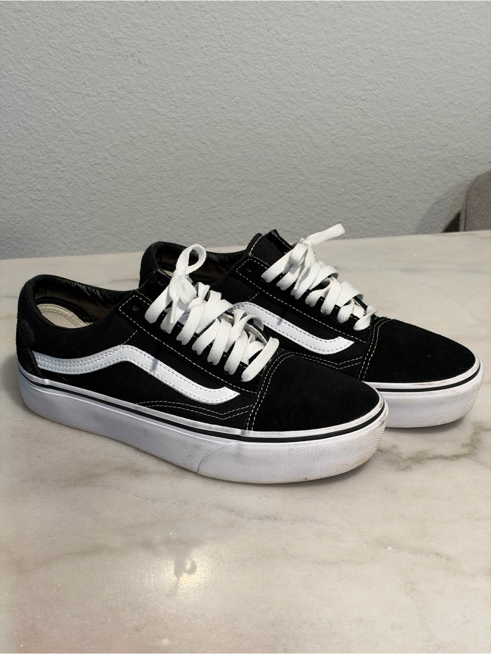Vans Black and White Kids Low-Top Skate Shoes